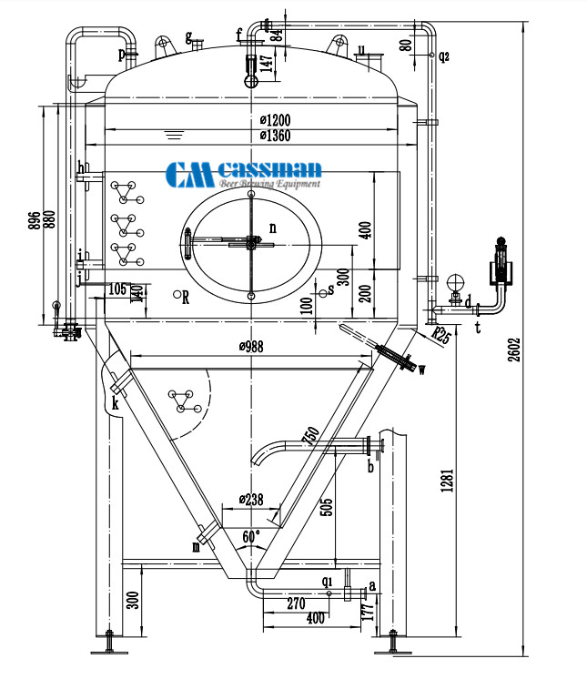 Fermentador de acero inoxidable de 10 bbl1